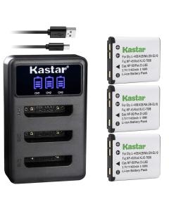 Kastar Battery 3-Pack + LCD Triple Charger Replacement for Olympus LI-42B LI-40B, Fujifilm NP-45 NP-45A NP-45B NP-45S, Nikon EN-EL10, Kodak KLIC-7006, Casio NP-80, Pentax D-Li63 D-Li108, Ricoh DS-6365