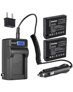 Kastar 2-Pack DMW-BCJ13 Battery and LCD AC Charger Compatible with Panasonic DMW-BCJ13 DMW-BCJ13E DMW-BCJ13PP Battery, Panasonic DE-A81 DE-A81B, DE-A82 DE-A82B Charger, Panasonic Lumix DMC-LX5 LX6 LX7