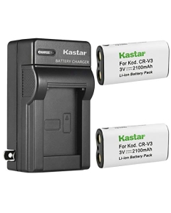 Kastar 2-Pack CR-V3 Battery and AC Wall Charger Replacement for Olympus Brio D100, Brio D150, Brio D230, Brio D370, Brio D380, Brio D390, C-150, C-160, C-170, C-200, C-2020, C-2040 Zoom, C-2040Z, C-21