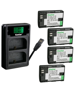 Kastar 4 Pack Battery and Charger with Miro USB/Type-C Input Compatible with Canon LP-E6 LP-E6N EOS 5D 6D 7D 60D 70D XC10 XC15 and Canon BG-E21 BG-E20 BG-E16 BG-E14 BG-E13 Grip