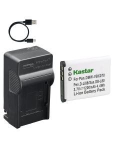 Kastar 1-Pack Battery and AC & USB-C Charger Compatible with VBX070 DB-L80 D-LI88 PX1686 Camera for Panasonic HX-DC1 DC2 DC3 HX-WA10 Sanyo CG10 CG100 VPC Series Toshiba Camileo SX500 SX900