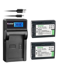 Kastar Battery (X2) & Slim LCD Charger Replacement for Sony NP-FH50 NP-FH40 NP-FH30 NP-FP50 NP-FP51 and Sony A230 A290 A390 DSC-HX1 HX100 HX100V HX200 HX200V HDR-TG1E TG3 TG5 TG7 Camera