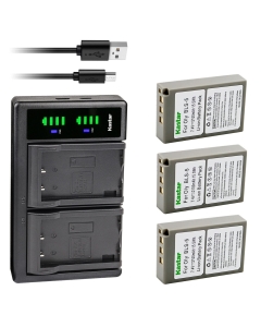 Kastar 3X BLS-5 PS-BLS5 BLS-50 Battery and LTD2 USB Charger Replacement for Olympus E-400, E-410, E-420, E-450, E-600, E-620, E-P1, E-P2, E-P3, E-PL1, E-PL1s, E-PL2, E-PL3, E-PL5, E-PL6, E-PL7, E-PL8
