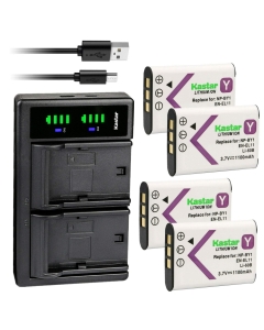 Kastar 4-Pack Battery and LTD2 USB Charger Replacement for Sony NP-BY1 NPBY1 Battery, Sony Mini HDR-AZ1 Mini HDR-AZ1vb Mini HDR-AZ1vr Video Cameras