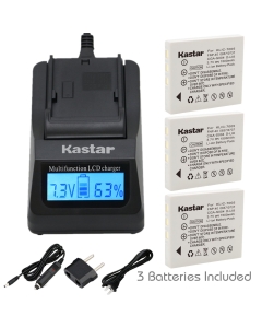 Kastar Compatible Fast Charger and Battery 3-Pack Replacement for KLIC-7005, SLB-0737, CGA-S004, CGA-S004A, DMW-BCB7, FNP-40, NP-40N, SNP-40, UF55346, Dli-102