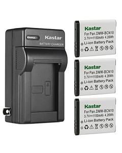 Kastar 3-Pack Battery and AC Wall Charger Replacement for Panasonic DMW-BCN10 DMW-BCN10E, DMW-BCN10GK DMW-BCN10PP Battery, Panasonic DMC-LF1, Panasonic DMC-LF1K, Panasonic DMC-LF1W Digital Camera