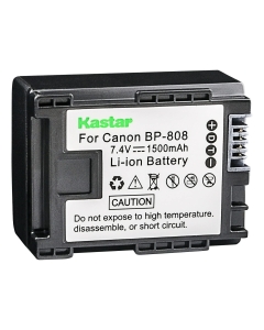 Kastar 1-Pack BP-808 Battery 7.4V 1500mAh Replacement for Canon BP-808, BP808, BP-809, BP809, BP-819, BP819, BP-827, BP827 Battery, Canon CG-800 Charger