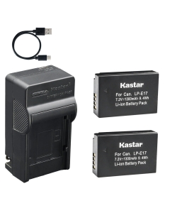 Kastar 2-Pack Battery and AC & USB-C Charger, Compatible with Canon LP-E17, EOS Rebel T6i, T7i, T8i, SL2, SL3, EOS M3, M5, M6, M6 Mark II, 77D, 200D, 250D, 800D, RP, R8, R10, R50, R50 V, R100 Camera