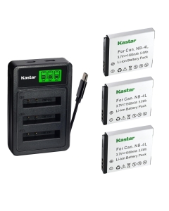 Kastar 3-Pack Battery with LZD3 USB Triple Charger Compatible with Canon NB-4L NB-4LH, PowerShot SD200 SD300 SD400 SD750 SD780 SD940 SD960 SD970 SD1100 SD1400 ELPH 100 300 330 HS Digital IXUS Cameras