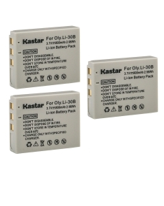 Kastar Battery 3-Pack Replacement for Olympus Li-30B Li30B Battery, Olympus Li-30C Li30C Charger, Olympus Stylus Verve Digital, Stylus Verve Digital S, µ-Mini Digital, µ-Mini Digital S Cameras