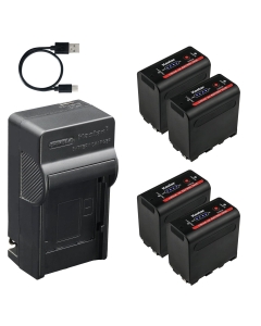 Kastar 4-Pack NP-F980EXP Battery and AC & USB-C Charger Compatible with Sony NP-F570 NP-F750 NP-F770 NP-F970 NP-F980 NP-F990 Series for Camera Camcorder LED Video Light Monitor Recorder