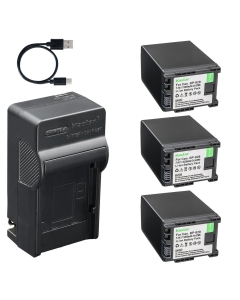 Kastar 3-Pack Battery and AC & USB-C Charger, Compatible with Canon BP-820 BP-828, XA10 XA20 XA25 XA30 XA35 XA40 XA45 XA50 XA55, VIXIA HF G21 G30 G40 G50 G60, XF400 XF405, CG-800 Charger