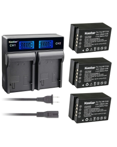 Kastar 3 Pack Battery and LCD Dual Rapid Charger Compatible with Fujifilm NP-T125 NPT125 Battery, BC-T125 Charger, Fujifilm GFX 50S GFX50S GFX 50R GFX50R GFX 100 GFX100 Camera, Fujifilm VG-GFX1 Grip