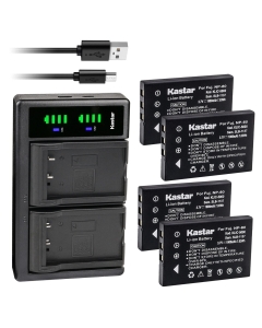 Kastar 4-Pack Battery and LTD2 USB Charger Replacement for Fujifilm NP-60 HP A1812A L1812A L1812B Photosmart R07 Q2232-80001, Kodak KLIC-5000 K7600-C, Toshiba NP-60 PDR-BT3, Olympus LI-20B