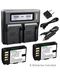 Kastar Fast Dual LCD Charger + 2X Battery for Panasonic DMW-BLF19 DMW-BLF19E Panasonic Lumix DMC-GH3 DMC-GH3A GH3AGK DMC-GH3GK DMC-GH3H DMC-GH3HGK DMC-GH3KBODY DMC-GH4 DMC-GH4H DMC-GH4A DC-GH5 DC-G9