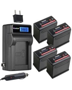 Kastar 4-Pack BP-980G Pro Battery and LCD AC Charger Compatible with Canon XL-1, XL-1S, XL-2, XM1, XM2, XV1, XV2, C2, FV1, DM-MV1, DM-MV10, DM-MV20, E1, E2, E30, E65AS, EOS C100, EOS C100 Mark II