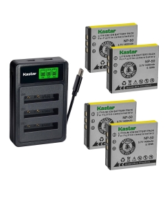 Kastar 4-Pack Battery with LZD3 USB Triple Charger Compatible with Fujifilm NP-50 Pentax D-LI68 D-LI122 SiOnyx SX-50, FinePix F50FD F60FD F70EXR F100FD F200EXR F300EXR X10 X20 XP100 XP200 Cameras