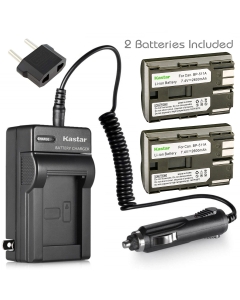 Kastar Battery (X2) & Travel Charger Kit for Canon BP-511 BP-511A BP511 and EOS 5D 10D 20D 30D 40D 50D Digital Rebel 1D D60 300D D30 Kiss Powershot G5 Pro 1 G2 G3 G6 G1 Pro90 Optura 20, Grip BG-E2N