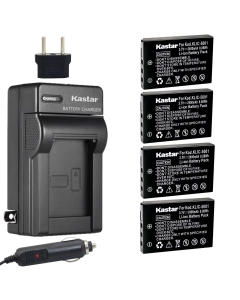 Kastar 4x Battery and Charger for Kodak KLIC-5001 Sanyo DB-L50 and Kodak Easyshare P712 P850 Z730 Z760 Z7590 DX6490 DX7440 DX7590 DX7630 Zoom Sanyo Xacti DMX-FH11 DMX-TH1 DMX-WH1 NV-SB570DT NV-SB360DT