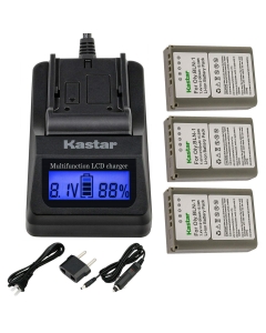 Kastar 3Pack Battery and LCD Fast Charger with USB Output Compatible with Olympus BLN-1 BLN1 Battery, Olympus BCN-1 BCN1 Charger, Olympus M-D E-M1, OM-D E-M5, OM-D E-M5 Mark II, PEN E-P5, PEN-F Camera