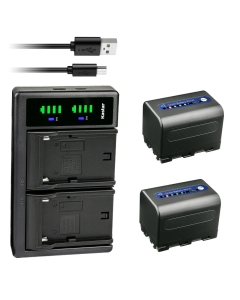 Kastar 2-Pack NP-QM71D Battery and LTD2 USB Charger Compatible with Sony CCD-DVD91 CCD-HC14 CCD-HC15 CCD-HC88 CCD-PC6 CCD-PC8 CCD-PC9 CCD-PC100 CCD-PC101 CCD-PC103 CCD-PC104 CCD-PC105 CCD-PC110 Camera
