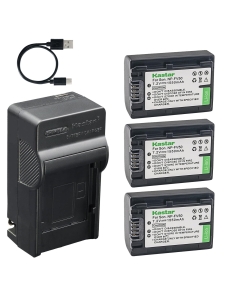 Kastar 3-Pack Battery and AC & USB-C Charger, Compatible with FV30 FV50 FV70 FV90 FV100 Camera, for Sony AX100 AX700 AX53 CX Series PJ Series TD Series XR Series VG Series NX Series