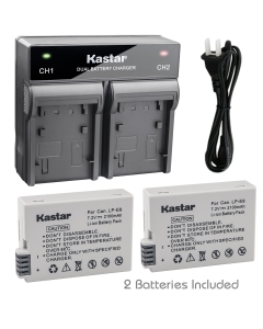 Kastar 2X Battery + Fast Dual Charger for Canon LP-E8 LPE8 LC-E8 and Canon EOS Rebel T2i, Rebel T3i, Rebel T4i, Rebel T5i, Canon EOS 550D, EOS 600D, EOS 650D, EOS 700D, EOS Kiss X4, Kiss X5, EOS X6