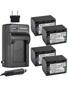 Kastar NPFH70 Battery (4-Pack) + Charger Replacement for Sony NP-FH60 NP-FH70 DCR-DVD405 407E 408 410E 450 602E 650E DCR-HC96 DCR-SR85 HDR-HC9 HDR-UX20 HDR-SR12 DCR-SR65E XR500E Camera