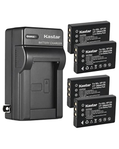 Kastar 4-Pack NP-120 FNP-120 Battery and AC Wall Charger Replacement for Zohulu 4K Infrared Night Vision 24.0 Megapixel