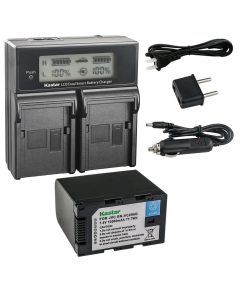 Kastar 1-Pack Battery and AC LCD Dual Fast Charger Compatible with JVC BN-VC264G BN-VC296G Battery, JVC AA-VC20 AA-VC20E AA-VC20U Battery Charger, JVC GY-HC500 Series Camcorder