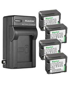 Kastar 4-Pack VW-VBG130 Battery and AC Wall Charger Replacement for Panasonic SDR-H60P, SDR-H68GK, SDR-H79, SDR-H79K, SDR-H79P, SDR-H80, SDR-H80A, SDR-H80K, SDR-H80P, SDR-H80PC, SDR-H80R, SDR-H80S