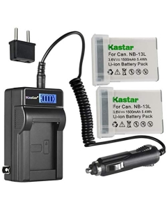 Kastar 2-Pack NB-13L Battery and LCD AC Charger Compatible with Canon G1 X Mark III, PowerShot G5 X, PowerShot G5 X II, PowerShot G7 X, PowerShot G7 X Mark II, PowerShot G7 X Mark III Digital Camera