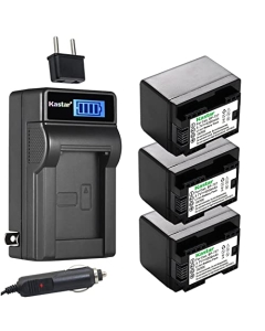 Kastar 3-Pack BP-727 Battery and LCD AC Charger Compatible with Canon BP-708 BP708, BP-709 BP709, BP-718 BP718, BP-727 BP727, US 6055B002 Battery, Canon CG-700 CG700 Charger