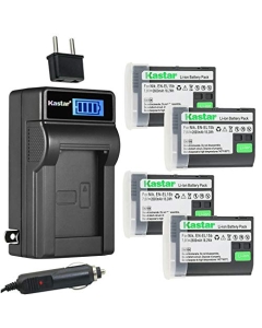 Kastar 4-Pack EN-EL15b Battery and LCD AC Charger Compatible with Nikon Z 6, Z6, Z 7, Z7, Z 7 Q3, Z7Q3, 1 V1, D500, D600, D610, D750, D780, D800, D800E, D810, D810A, D850 Digital Camera