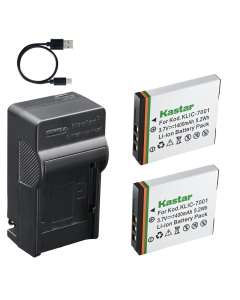 Kastar 2-Pack Battery and AC & USB-C Charger, Compatible with Kodak KLIC-7001, EasyShare M320 M340 M341 M753 M763 M853 M863 M893 M1063 V550 V570 V610 V705 V750, BenQ E1050 E1220, Agfa 1338 2338mt