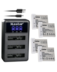 Kastar 4 Pack Battery and LCD Triple USB Charger Compatible with Canon PowerShot SD1100 is, SD1400 is, TX1, ELPH 100 HS, ELPH 300 HS, ELPH 310 HS, ELPH 330 HS, VIXIA Mini, IXY Digital 10 Camera