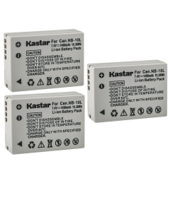 Kastar 3-Pack NB-10L Battery 7.4V 1400mAh Replacement for Canon PowerShot G1 X, PowerShot G3 X, PowerShot G15, PowerShot G16, PowerShot SX40 HS, PowerShot SX50 HS, PowerShot SX60 HS Camera