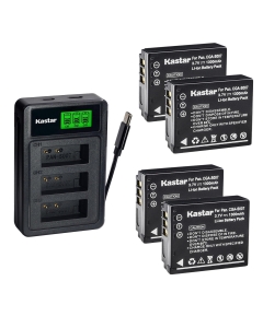 Kastar 4-Pack Battery with LZD3 USB Triple Charger Compatible with Panasonic CGA-S007 DMW-BCD10, Lumix TZ1 TZ2 TZ3 TZ4 TZ5 TZ11 TZ15 TZ50 Digital Camera