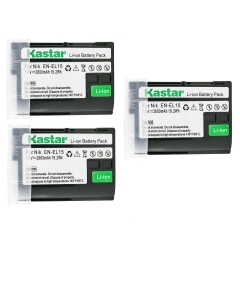 Kastar 3-Pack EN-EL15 Battery Replacement for Nikon EN-EL15 Battery, Nikon MH-25, MH-25a, MH-25b Charger, Nikon MB-D11, MB-D12, MB-D14, MB-D15, MB-D16, MB-D18 Grip, Nikon D7000, D7100, D7200 Camera