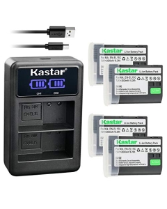 Kastar 4-Pack EN-EL15C Battery and LED2 USB Charger Compatible with Nikon EN-EL15c EN-EL15b Battery, MH-25b Charger, Nikon ZF Mirrorless Camera, Nikon Z 5 Z6 II Z7 II, Z5 Z6II Z7II Mirrorless Camera