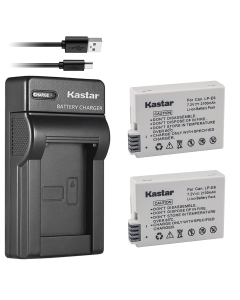 Kastar 2 Pack High Capacity Batteries & Slim USB Charger for LP-E8, LC-E8E and EOS 550D, 600D, 700D, T2i, T3i, T4i, T5i Cameras, Grip BG-E8