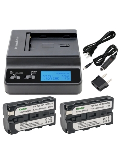 Kastar 2 Battery + Ultra Fast Charger Replacement for Sony NP-F550 NP-F570 CCD-TRV66 DCM-M1 DCR-SC100 TR7 DSC-CD250 D700 D-V500 EVO-250 GV-A100 HDR-AX2000 HDR-FX7 HDR-FX1000 HVR-M10P HXR-NX5 NEX-FS100