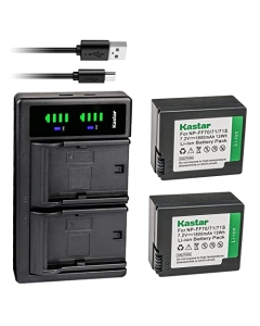 Kastar 2-Pack NP-FF70 Battery and LTD2 USB Charger Compatible with Sony DCR-IP200K, DCR-IP210, DCR-IP210E, DCR-IP220, DCR-IP220E, DCR-IP220K, DCR-IP45, DCR-IP45E, DCR-IP5, DCR-IP55, DCR-IP55E Camera
