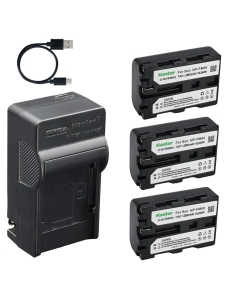Kastar 3-Pack Battery and AC & USB-C Charger, Compatible with Sony NP-FM30 NP-FM40 NP-FM50 NP-FM55H NP-FM60 NP-QM50 and Sony CCD-TRV108 218 250 328 DCR-TRV22 33 40 60 70 80 PC100 PC120 DSC-F707 F717