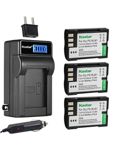 Kastar 3-Pack BLM1 BLM-1 BLM-01 Battery and LCD AC Charger Compatible with Olympus C-5060, C-5060 Wide, Camedia C-5060 Wide Zoom, C-7070, C-8080, Camedia C-8080 Wide Zoom, E-1 E1, E-3 E3 Cameras
