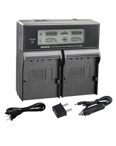 Kastar SSL-JVC70 AC LCD Dual Fast Charger Compatible with JVC GY-HM200U, GY-HM200HW, GY-HM200SP, GY-HM200SP Sports, GY-HM250 GY-HM250SP, GY-HM600, GY-HM600E, GY-HM600EC