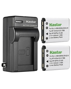 Kastar 2-Pack Battery and AC Wall Charger Replacement for GE E1045W, E1055W, E1255W, E1276W, E1410SW, E1450W, E1480W, E1486TW, E1680W, G3WP, G5WP, J1050, J1250, J1455, J1456W, Q1455 Digital Cameras