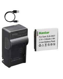 Kastar 1-Pack Battery and AC & USB-C Charger Compatible with SLB-0937 Camera for Samsung CL5 CL50 CL80 I8 L730 L735 L830 NV4 NV33 ST10 Digital Camera