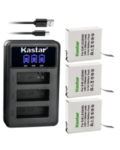 Kastar 3 Pack Battery and LCD Triple USB Charger Compatible with SJCAM SJ6 Legend SJCAM SJ 6 Battery, SJCAM SJ6 Legend 4K Action Camera, SJCAM SJ6 Legend Sport Camera, SJCAM SJ6 Pro 4K Action Camera