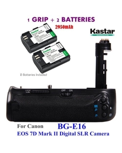 Kastar Pro Multi-Power Vertical Battery Grip (Replacement for BG-E16) + 2X LP-E6 Replacement Batteries for EOS 7D Mark II (Not for EOS 7D) Digital SLR Camera